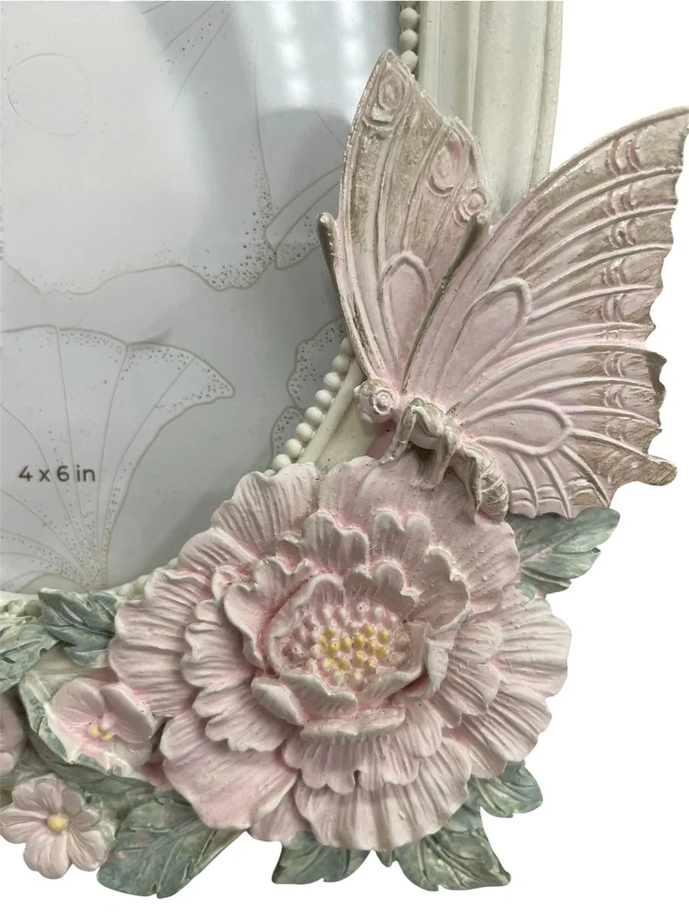 Maison Illuminare Pink Floral Butterfly Picture Frame - Fits 4x6 - Cottagecore